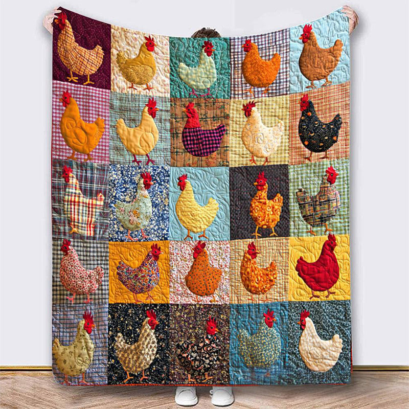 🐔‑50 % ! 🛋️ Couverture en flanelle vintage à motif poulet – Douce, moelleuse et pleine de charme – Idéale pour canapé, lit et moments cosy ✨