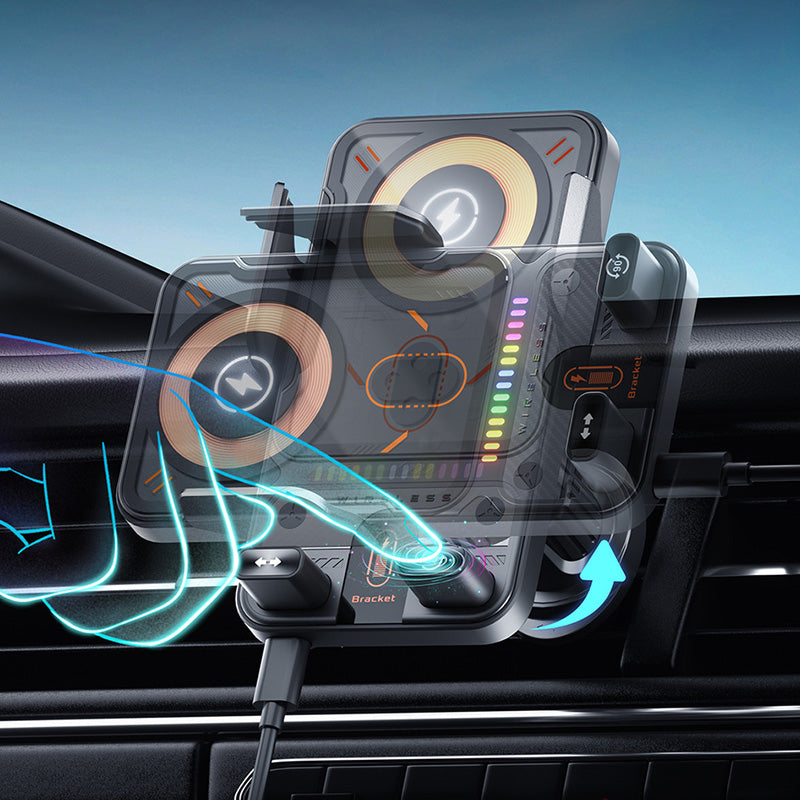 🚗 60 % de réduction maintenant ! 📱 Support 2 en 1 + chargeur sans fil pour voiture – Rotation 360°, fixation ultra-stable & charge rapide 15 W ! 🔋🔄