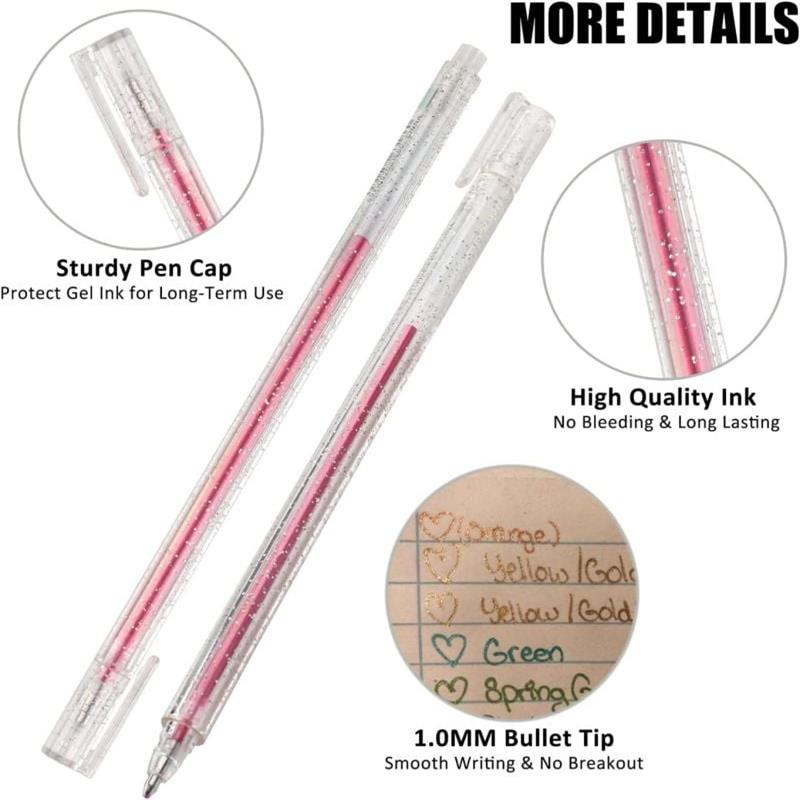 🎨🖊️ Ensemble de stylos à gel scintillants – Couleurs lumineuses, créativité illimitée, des traits qui brillent sur papier, cartes et journaux créatifs, le coffret magique pour petits et grands 🌈✨