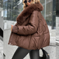 Fashion Padded Coat with Faux Fur Collar