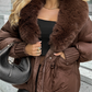 Fashion Padded Coat with Faux Fur Collar