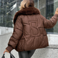 Fashion Padded Coat with Faux Fur Collar