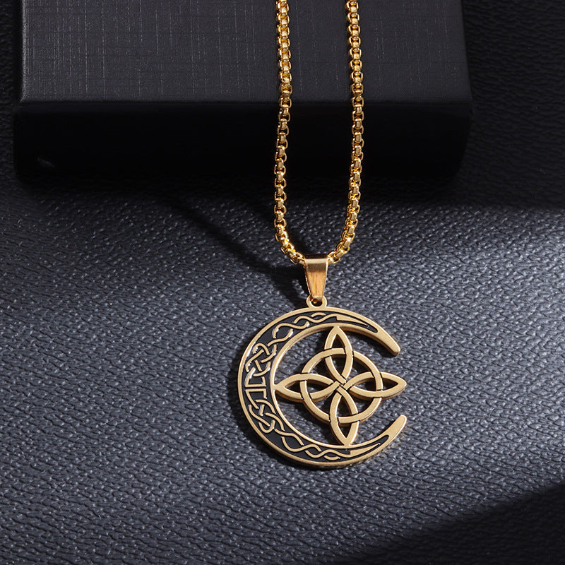 🔥 DERNIER JOUR – 67% DE RÉDUCTION !🌙 Collier Pendentif Lune Celtique – Acier Inoxydable, Unisexe & Symbolisme de Protection