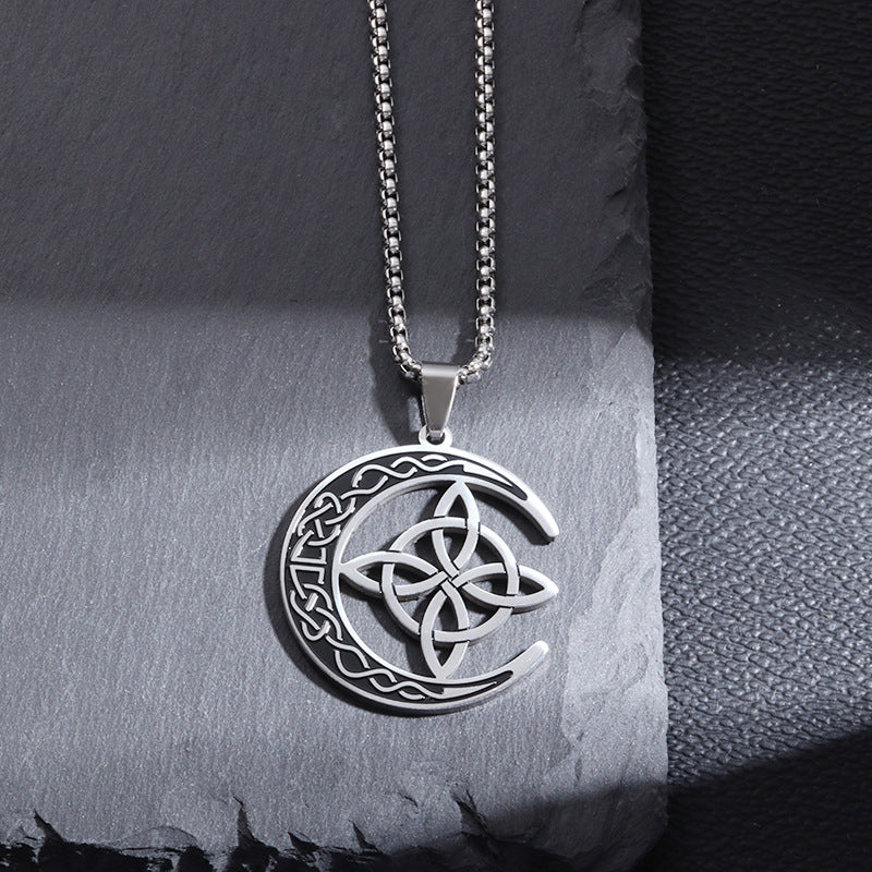 🔥 DERNIER JOUR – 67% DE RÉDUCTION !🌙 Collier Pendentif Lune Celtique – Acier Inoxydable, Unisexe & Symbolisme de Protection