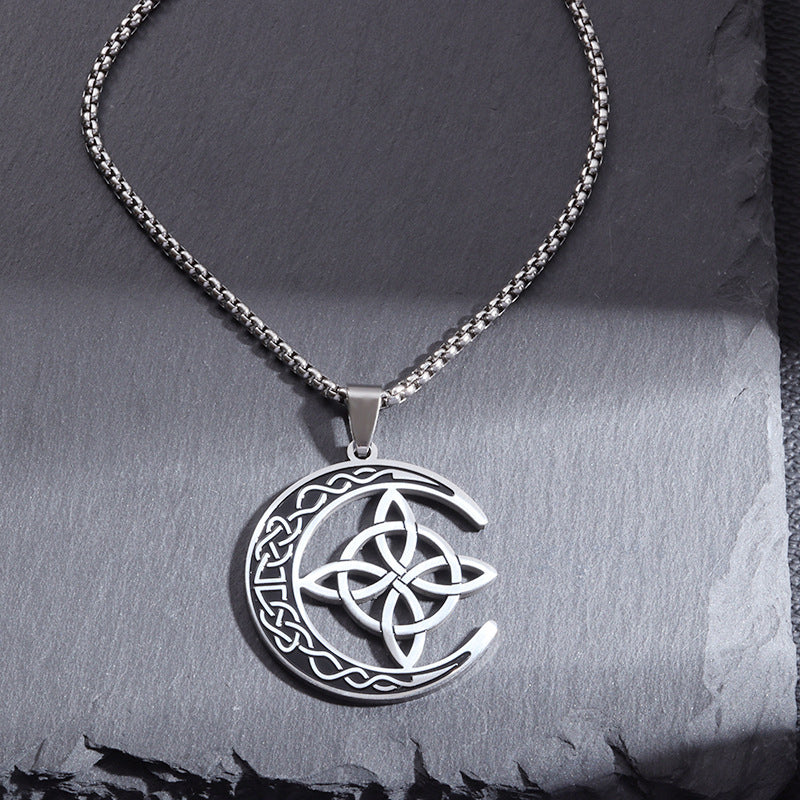 🔥 DERNIER JOUR – 67% DE RÉDUCTION !🌙 Collier Pendentif Lune Celtique – Acier Inoxydable, Unisexe & Symbolisme de Protection