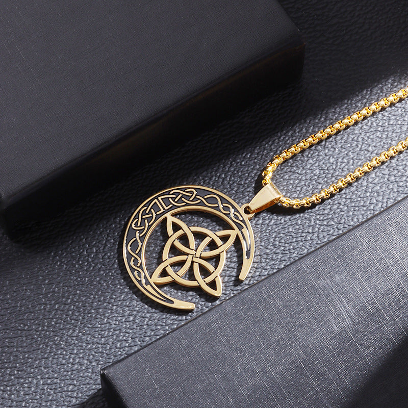 🔥 DERNIER JOUR – 67% DE RÉDUCTION !🌙 Collier Pendentif Lune Celtique – Acier Inoxydable, Unisexe & Symbolisme de Protection