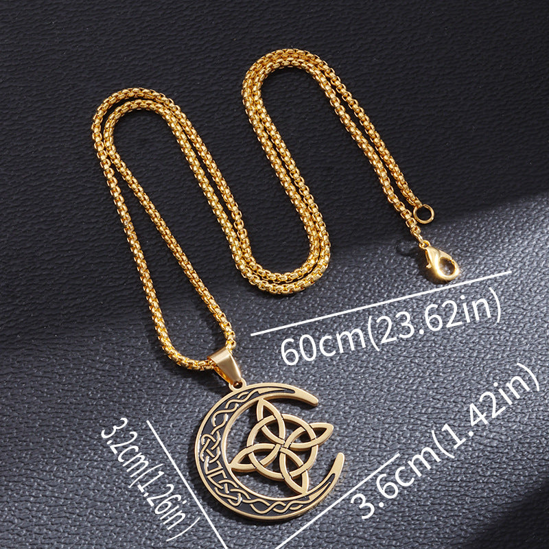 🔥 DERNIER JOUR – 67% DE RÉDUCTION !🌙 Collier Pendentif Lune Celtique – Acier Inoxydable, Unisexe & Symbolisme de Protection