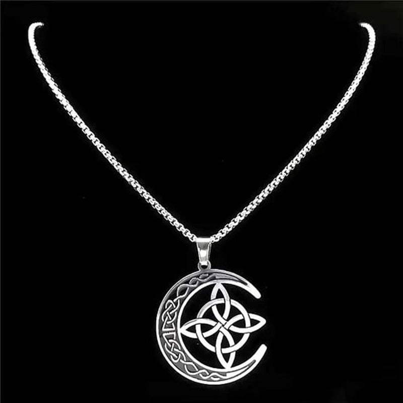 🔥 DERNIER JOUR – 67% DE RÉDUCTION !🌙 Collier Pendentif Lune Celtique – Acier Inoxydable, Unisexe & Symbolisme de Protection