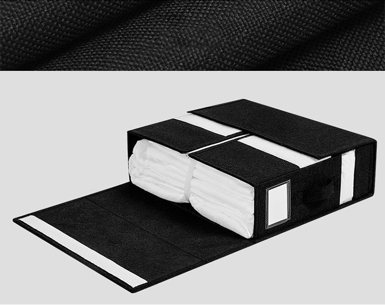 🎁 -50% ! 🛏️ Set de Draps Pliables Organiseur – Lin Imitation + Carton – Fenêtre Transparente & Fermeture Solide pour Literie Queen/King 📦
