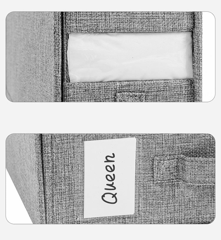 🎁 -50% ! 🛏️ Set de Draps Pliables Organiseur – Lin Imitation + Carton – Fenêtre Transparente & Fermeture Solide pour Literie Queen/King 📦