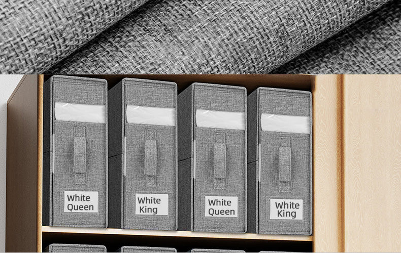 🎁 -50% ! 🛏️ Set de Draps Pliables Organiseur – Lin Imitation + Carton – Fenêtre Transparente & Fermeture Solide pour Literie Queen/King 📦