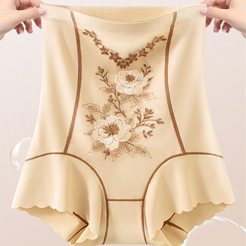 🌸Shorty taille haute brodé délicat pour femmes, modelant le ventre