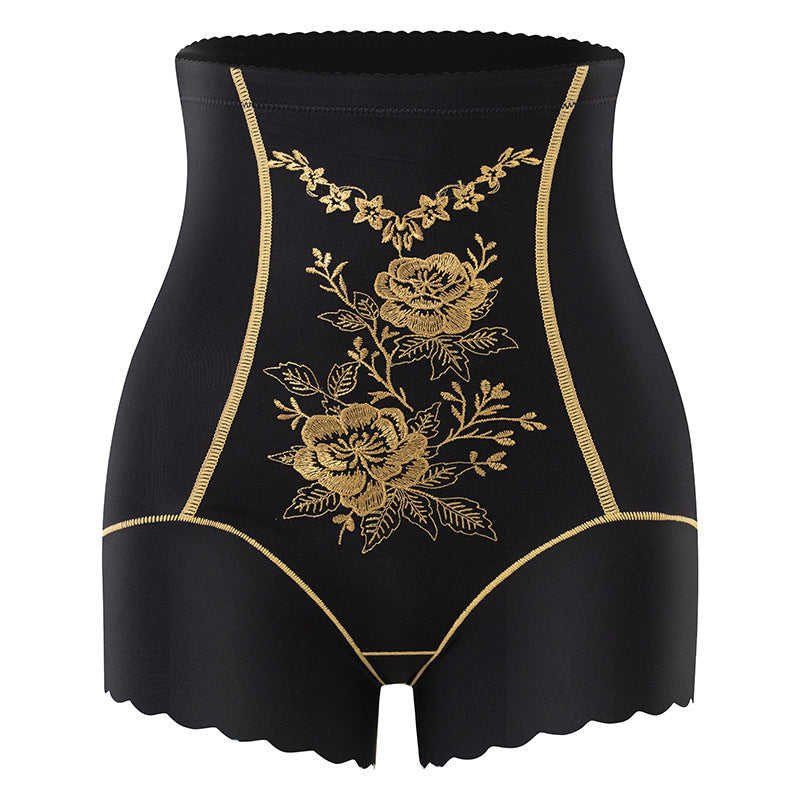 🌸Shorty taille haute brodé délicat pour femmes, modelant le ventre
