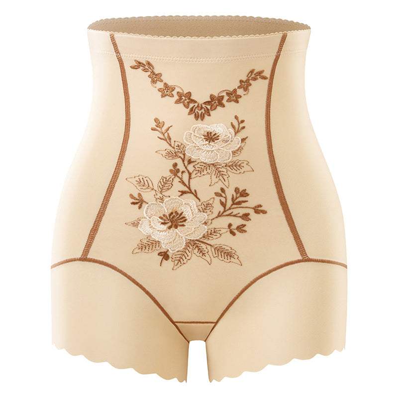 🌸Shorty taille haute brodé délicat pour femmes, modelant le ventre