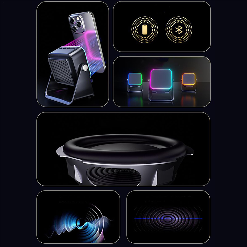 🔊VENTE LIMITÉE 50 % DE RÉDUCTION🎵 Enceinte 5-en-1 avec support téléphone – Son par induction, recharge et lumière d’ambiance, tout en un !