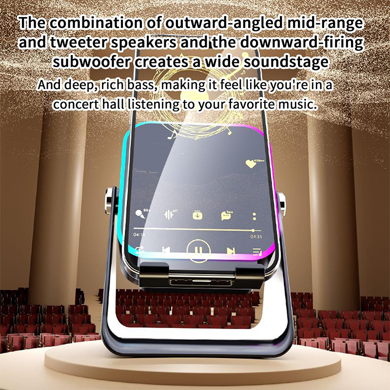 🔊VENTE LIMITÉE 50 % DE RÉDUCTION🎵 Enceinte 5-en-1 avec support téléphone – Son par induction, recharge et lumière d’ambiance, tout en un !