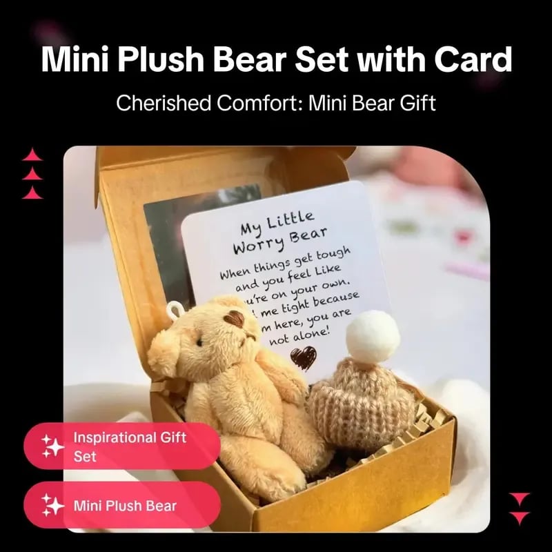 🧸 50% DE RÉDUCTION! 🎁 Mini Ours en Peluche Main avec Bonnet Amovible – Doux, réconfortant & compagnon de poche – Cadeau idéal pour petits et grands 💕