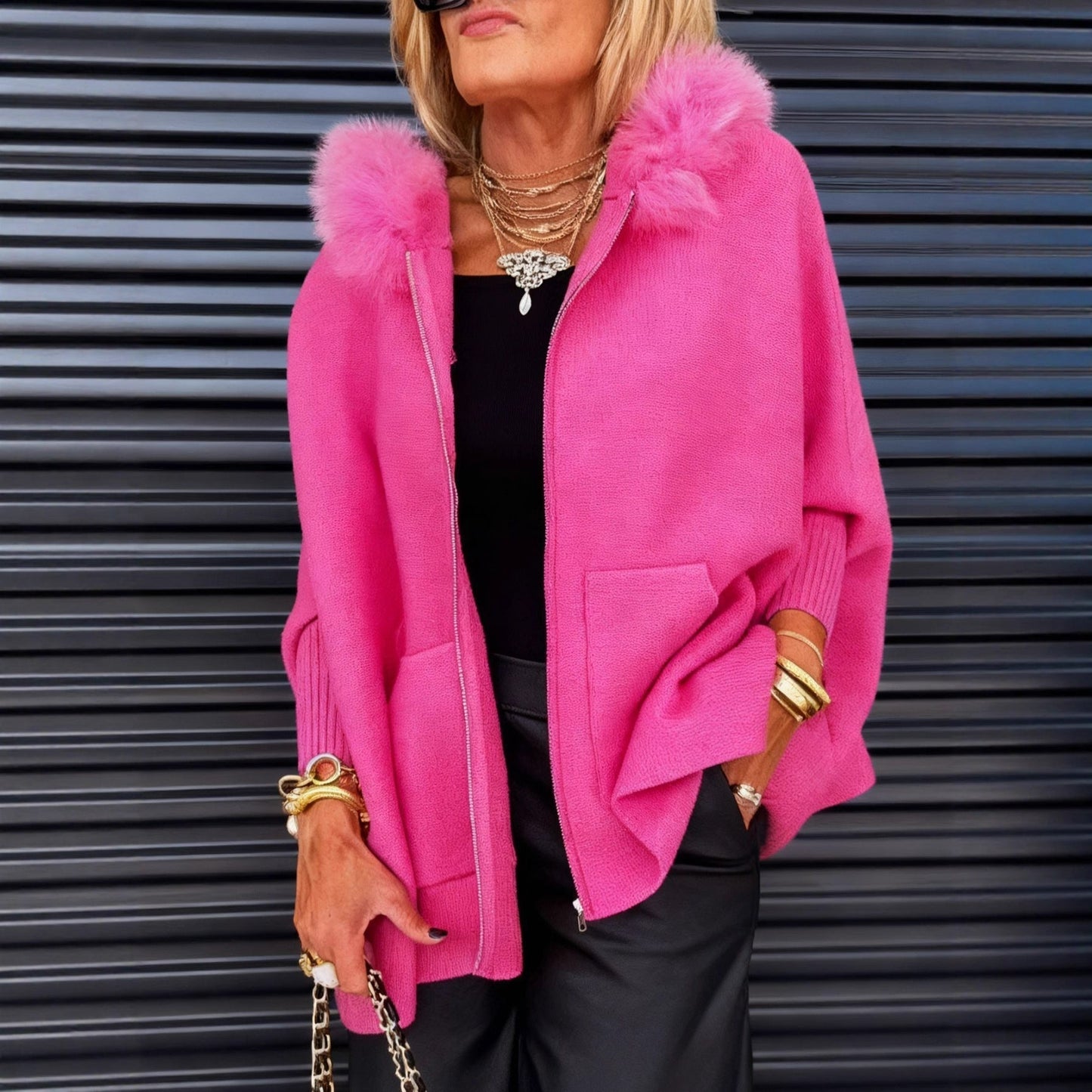 ⏳Limited-time 50% off⏰Women Fur Collar Solid Color Casual Jacket🧥