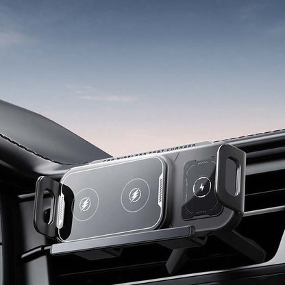 Support de Téléphone Pliable pour Voiture & Chargeur Sans Fil 2-en-1