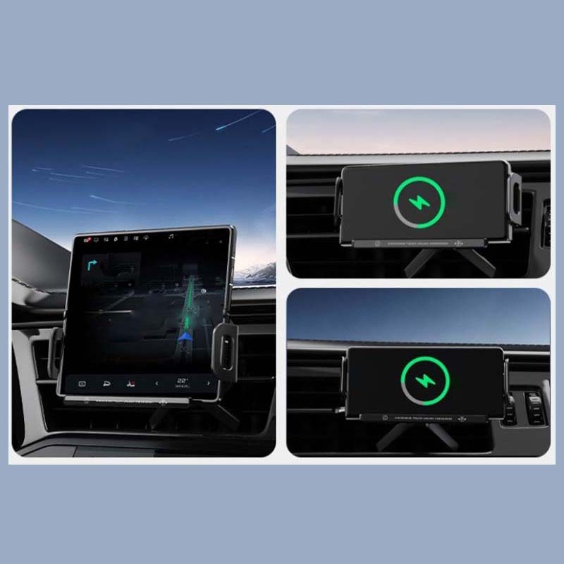 Support de Téléphone Pliable pour Voiture & Chargeur Sans Fil 2-en-1