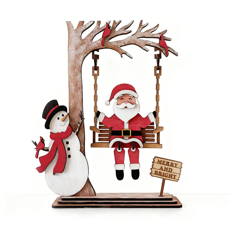 📢 60 % de réduction !!! ✨ Décoration de table 3D en bois – Père Noël sur une balançoire, pièce maîtresse festive & durable 🎄🪵