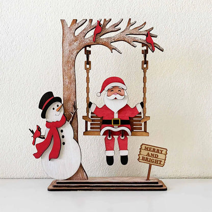 📢 60 % de réduction !!! ✨ Décoration de table 3D en bois – Père Noël sur une balançoire, pièce maîtresse festive & durable 🎄🪵