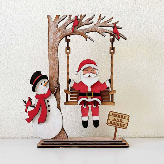 📢 60 % de réduction !!! ✨ Décoration de table 3D en bois – Père Noël sur une balançoire, pièce maîtresse festive & durable 🎄🪵