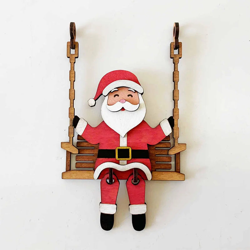 📢 60 % de réduction !!! ✨ Décoration de table 3D en bois – Père Noël sur une balançoire, pièce maîtresse festive & durable 🎄🪵
