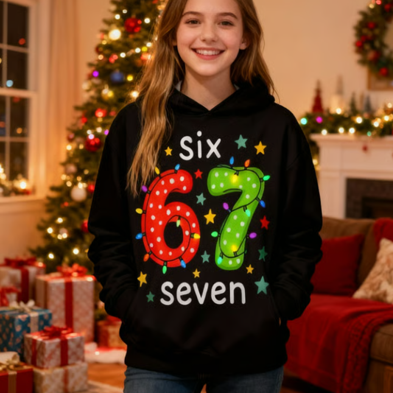 🎅 Black Friday : 60 % de réduction ! Sweat à capuche « 67 » pour enfants – Impression 3D durable, doux & idéal pour Noël 🎁👕