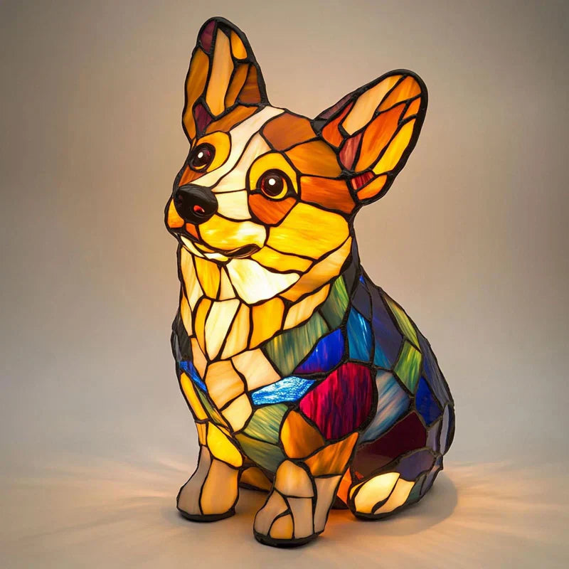 📢📢50% DE RÉDUCTION ! ❄️ Ambiance Hiver : Lampe LED Tableau Chien Color-Blocking - Lumière Douce & Déco Design