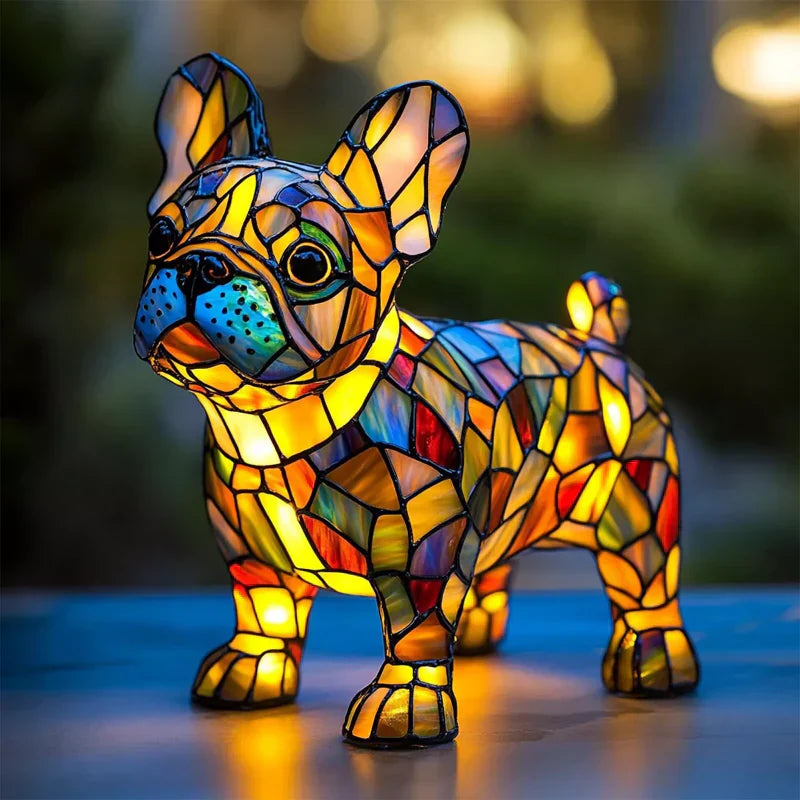 📢📢50% DE RÉDUCTION ! ❄️ Ambiance Hiver : Lampe LED Tableau Chien Color-Blocking - Lumière Douce & Déco Design
