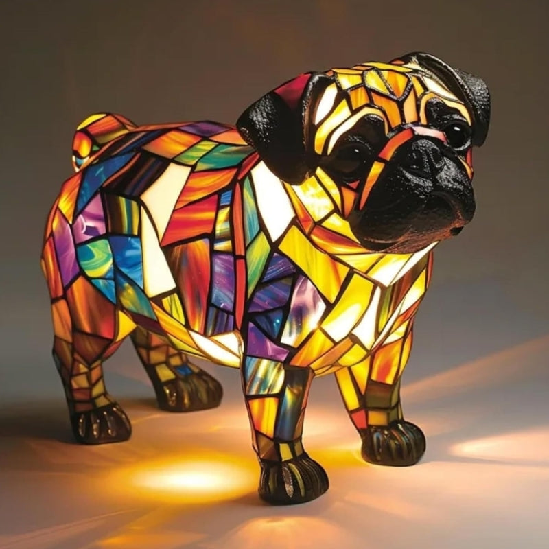 📢📢50% DE RÉDUCTION ! ❄️ Ambiance Hiver : Lampe LED Tableau Chien Color-Blocking - Lumière Douce & Déco Design