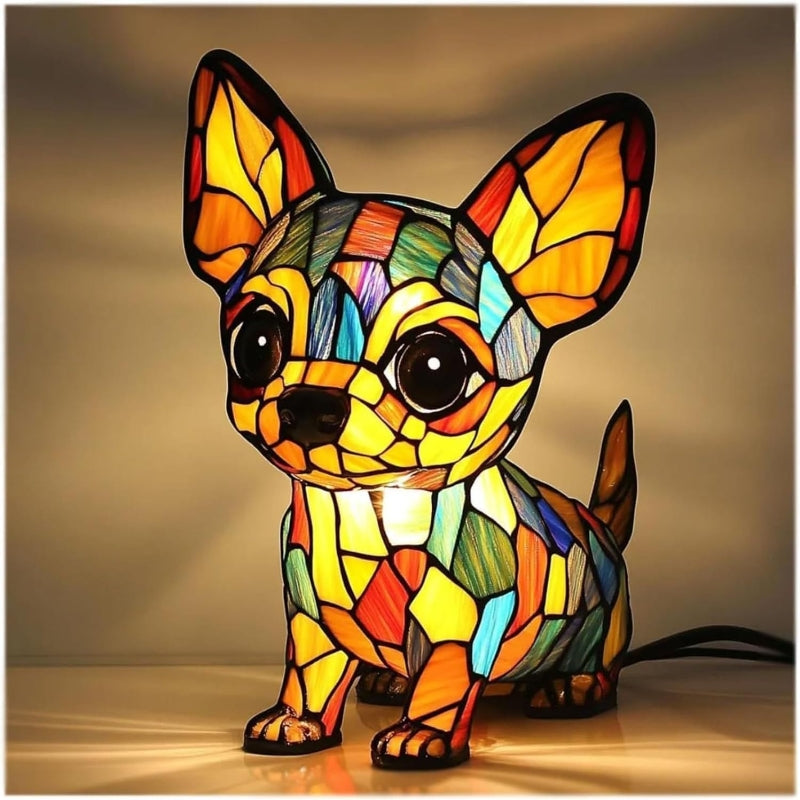 📢📢50% DE RÉDUCTION ! ❄️ Ambiance Hiver : Lampe LED Tableau Chien Color-Blocking - Lumière Douce & Déco Design