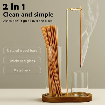 📢📢 50 % DE RÉDUCTION !! ⏰ Diffuseur d'aromathérapie 2 en 1 avec support pour encens et bougie, socle en bois naturel