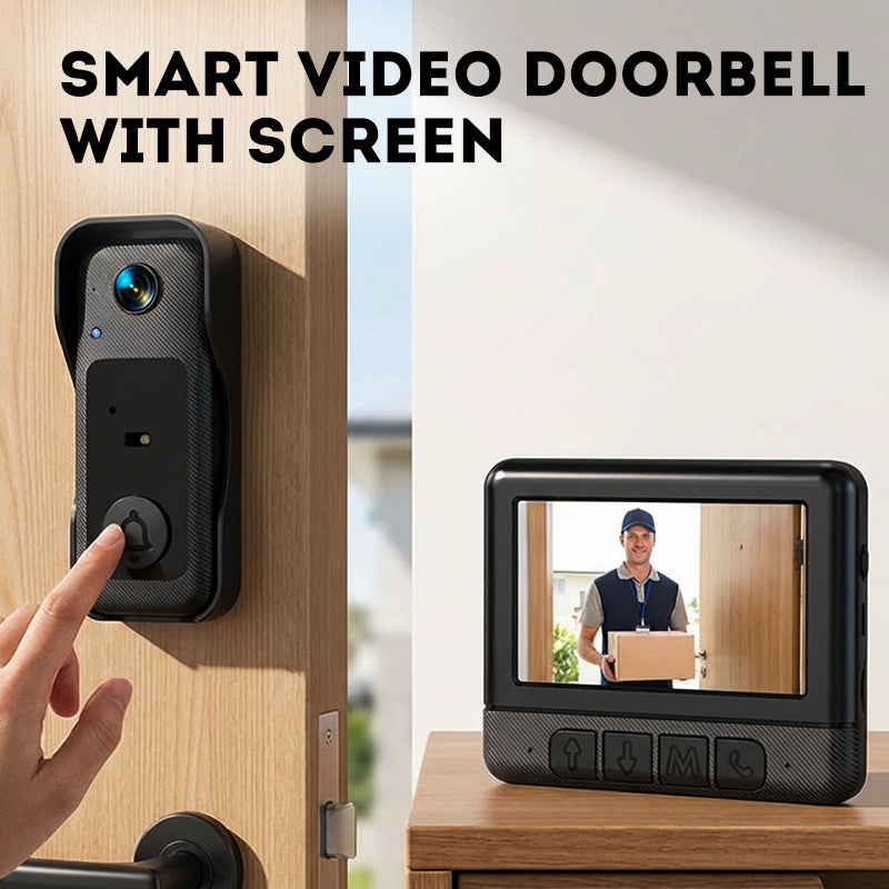 📢📢60% de réduction !! 🎁 Cadeau Intelligent pour l‘Hiver : Sonnette Vidéo Écran - Connectez-vous en 1 Clic
