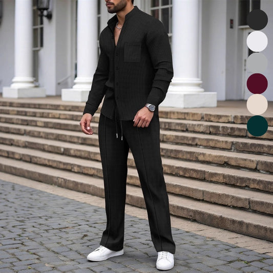 📢📢60 % de réduction !! ⏰Ensemble 2 pièces chemise et pantalon décontractés pour homme