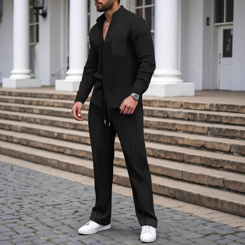 📢📢60 % de réduction !! ⏰Ensemble 2 pièces chemise et pantalon décontractés pour homme