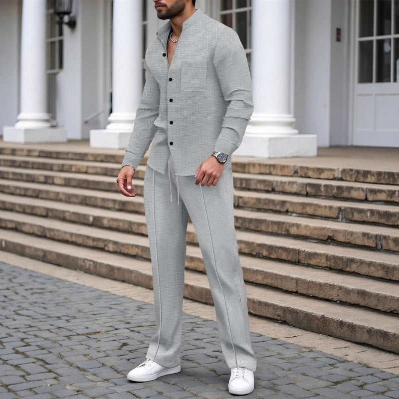 📢📢60 % de réduction !! ⏰Ensemble 2 pièces chemise et pantalon décontractés pour homme