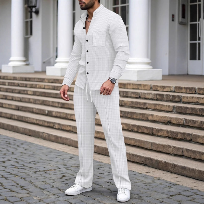 📢📢60 % de réduction !! ⏰Ensemble 2 pièces chemise et pantalon décontractés pour homme