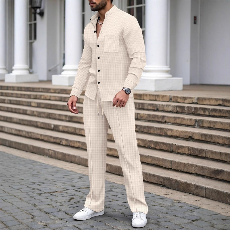 📢📢60 % de réduction !! ⏰Ensemble 2 pièces chemise et pantalon décontractés pour homme