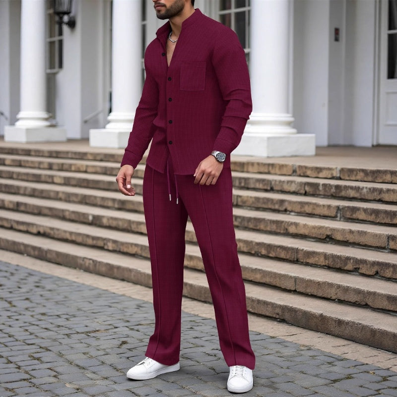 📢📢60 % de réduction !! ⏰Ensemble 2 pièces chemise et pantalon décontractés pour homme