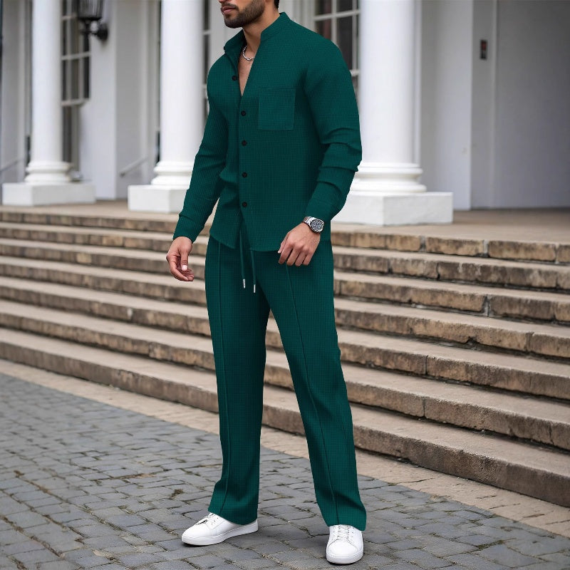 📢📢60 % de réduction !! ⏰Ensemble 2 pièces chemise et pantalon décontractés pour homme