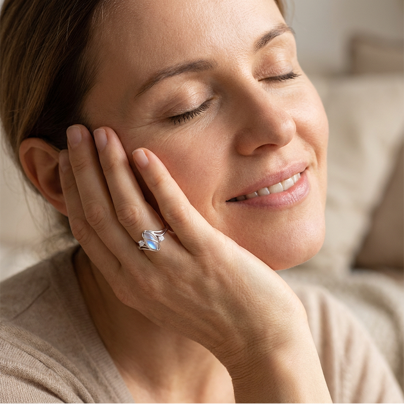 💍ACHETEZ 1 OFFERT 1✨Bague en Pierre de Lune – Design Ovale Géométrique, Zirconia Brillant & Élégance Mystique🌙