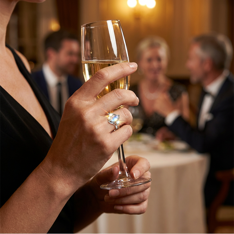 💍ACHETEZ 1 OFFERT 1✨Bague en Pierre de Lune – Design Ovale Géométrique, Zirconia Brillant & Élégance Mystique🌙