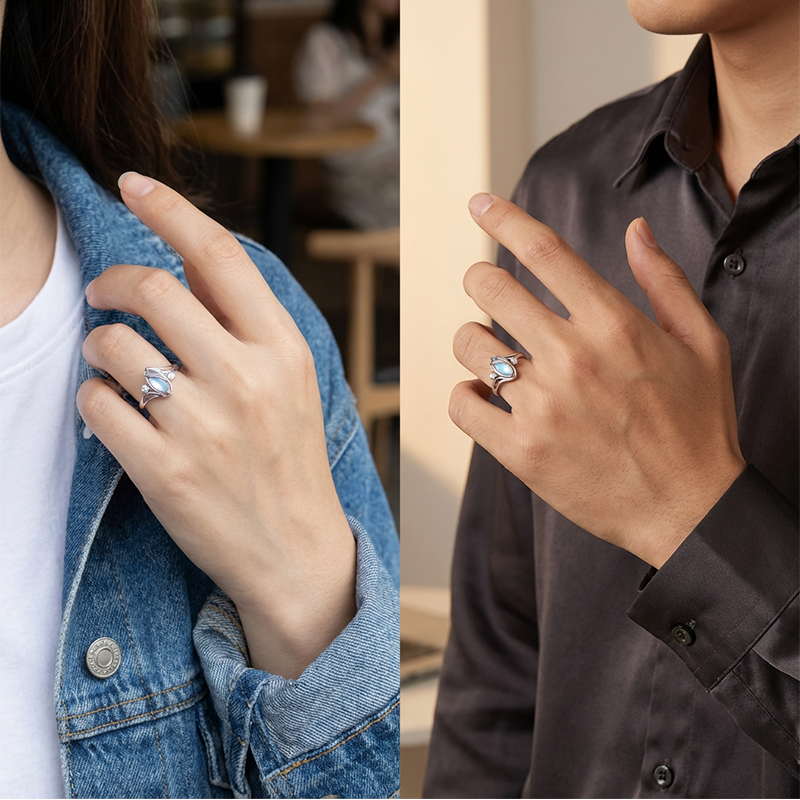 💍ACHETEZ 1 OFFERT 1✨Bague en Pierre de Lune – Design Ovale Géométrique, Zirconia Brillant & Élégance Mystique🌙