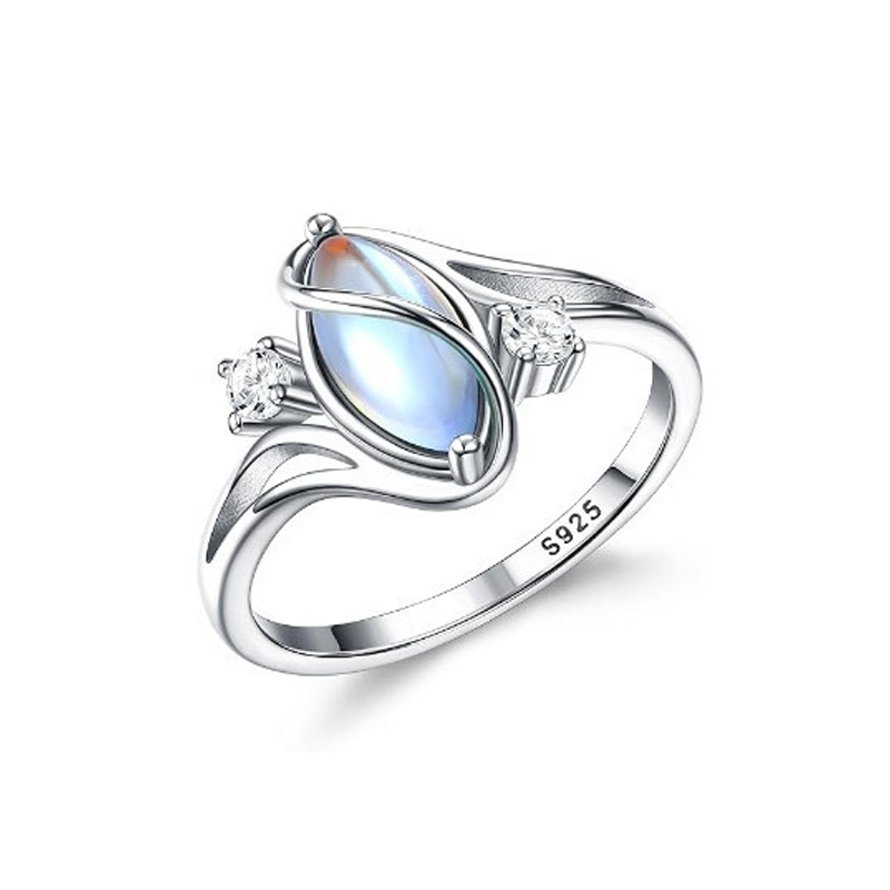 💍ACHETEZ 1 OFFERT 1✨Bague en Pierre de Lune – Design Ovale Géométrique, Zirconia Brillant & Élégance Mystique🌙