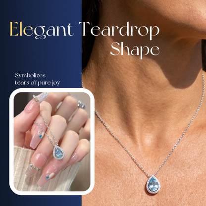 💙✨ PROMO FLASH 50% ! Collier Pendentif Goutte Bleue – Design Larme Intemporel, Sertissage Cristaux, Chaîne Ajustable 31-40cm, Alliage Premium, Idéal Quotidien & Cadeau Romantique
