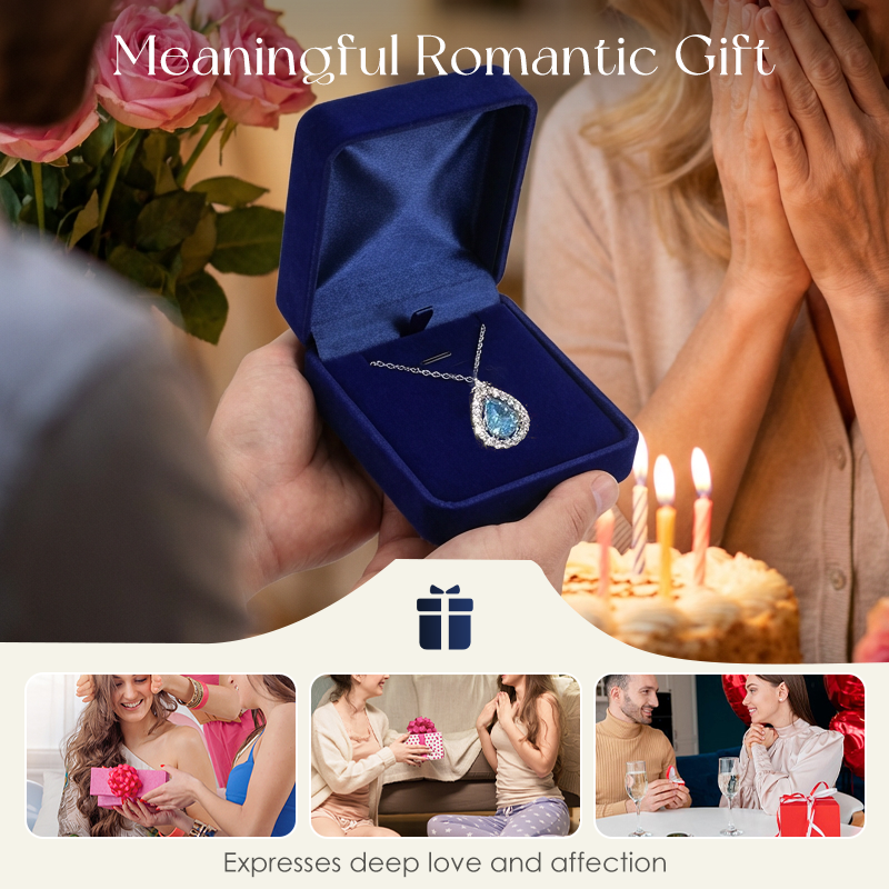 💙✨ PROMO FLASH 50% ! Collier Pendentif Goutte Bleue – Design Larme Intemporel, Sertissage Cristaux, Chaîne Ajustable 31-40cm, Alliage Premium, Idéal Quotidien & Cadeau Romantique