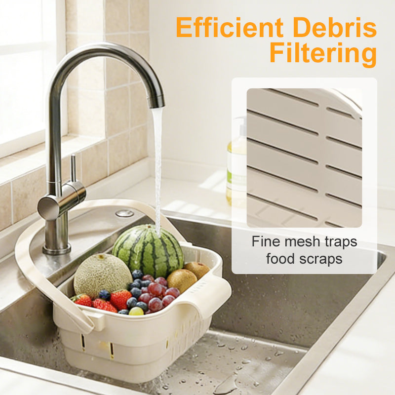 🧺🚰 PROMO FLASH 50% ! Panier de Crépine d'Évier Pliable Suspendu au Robinet – Filtration Fine, Vidage Sans les Mains, Multifonction, 2 Coloris, Idéal Cuisine Maline ✨