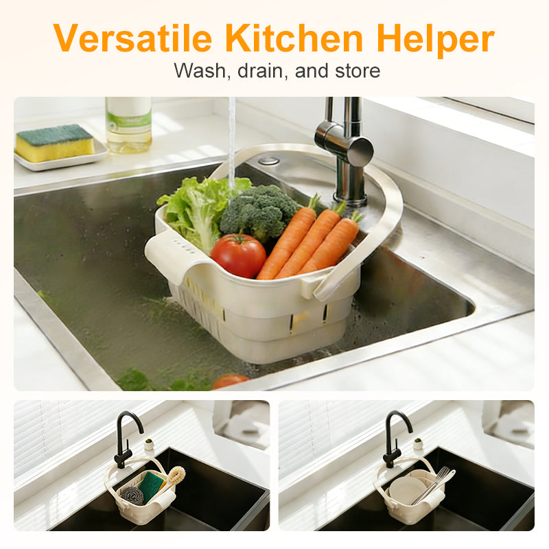 🧺🚰 PROMO FLASH 50% ! Panier de Crépine d'Évier Pliable Suspendu au Robinet – Filtration Fine, Vidage Sans les Mains, Multifonction, 2 Coloris, Idéal Cuisine Maline ✨